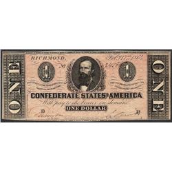 1864 $1 Confederate States of America Note