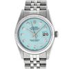 Rolex Mens 36mm Stainless Steel Ice Blue Diamond Datejust Wristwatch