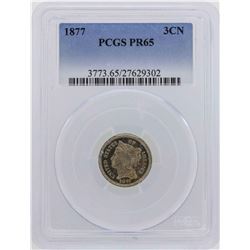 1877 Three Cent Nickel Proof Coin PCGS PR65