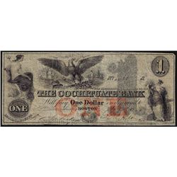 1852 $1 The Cochituate Bank Obsolete Note
