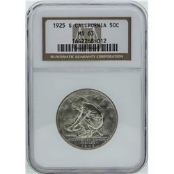 1925-S California Diamond Jubilee Commemorative Half Dollar Coin NGC MS63