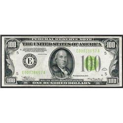 1934 $100 Federal Reserve Note Light Green Seal