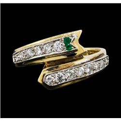 14KT Yellow Gold Emerald and Diamond Ring