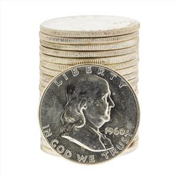 Roll of (20) 1960 Brilliant Uncirculated Franklin Half Dollar Coins