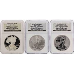 Set of (3) 2006-W $1 American Silver Eagle Coins NGC PF69/MS69