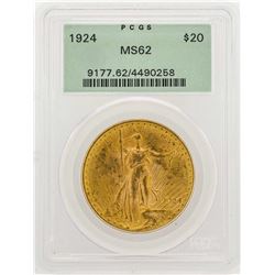 1924 $20 Saint Gaudens Double Eagle Gold Coin PCGS MS62