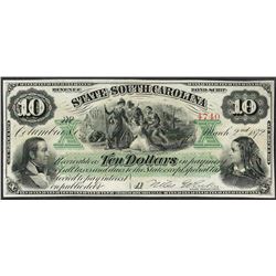 1872 $10 State of South Carolina Obsolete Bank Note