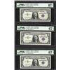 Image 1 : Lot of (3) 1957A $1 Silver Certificate STAR Notes PMG Superb Gem Uncirculated 67