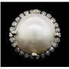 14KT White Gold Mabe Pearl and Diamond Ring