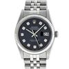 Image 2 : Rolex Mens 36mm Stainless Steel Black Diamond Datejust Wristwatch
