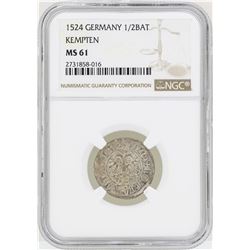 1524 Germany 1/2BAT Kempten Coin NGC MS61