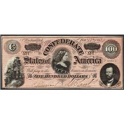 1864 $100 Confederate States of America Note