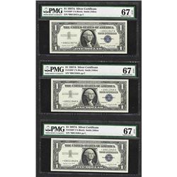 Lot of (3) 1957A $1 Silver Certificate STAR Notes PMG Superb Gem Uncirculated 67