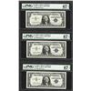 Image 1 : Lot of (3) 1957A $1 Silver Certificate STAR Notes PMG Superb Gem Uncirculated 67