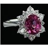 Image 3 : 14KT White Gold 3.70 ctw Oval Cut Pink Tourmaline and Diamond Band Ring