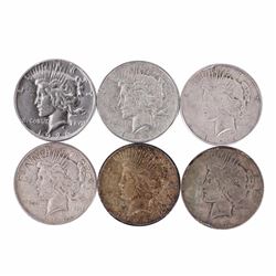 Lot of (6) 1926 $1 Peace Silver Dollar Coins