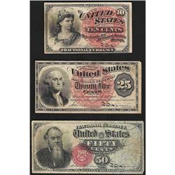 Set of March 3, 1863 10/25/50 Cent 4th Issue Fractional Notes