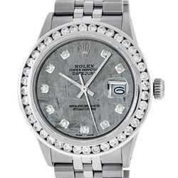 Rolex Mens Stainless Steel Meteorite 3.15 ctw. Diamond Datejust Wristwatch