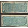 Image 2 : Set of 1864 $5 & $10 Confederate States of America Notes