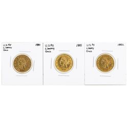 Lot of 1880-1882 $5 Liberty Head Half Eagle Gold Coins