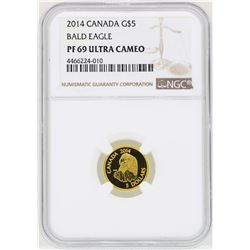 2014 Canada $5 Bald Eagle Gold Coin NGC PF69 Ultra Cameo