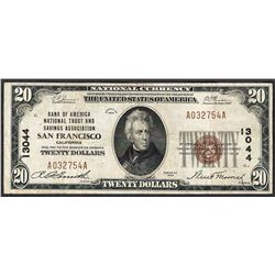 1929 $20 San Francisco California National Currency Note CH# 13044