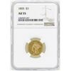 Image 1 : 1855 $3 Indian Princess Head Gold Coin NGC AU55