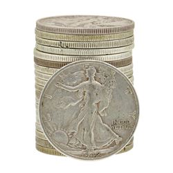 Roll of (20) Assorted Date Walking Liberty Half Dollar Coins Circulated