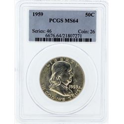 1959 Franklin Silver Half Dollar Coin NGC MS64