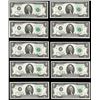 Image 1 : Lot of (10) Consecutive 1976 $2 Federal Reserve Notes Uncirculated