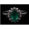 14KT White Gold Estate 1.17 ctw Natural Emerald and Diamond Ring