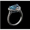 Image 4 : 18KT White Gold 7.64 ctw Blue Zircon and Diamond Ring