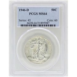 1946-D Walking Liberty Half Dollar Coin PCGS MS64