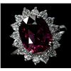 Image 2 : 14KT White Gold 4.97 ctw Oval Cut Pink Rhodolite and Diamond Band Ring