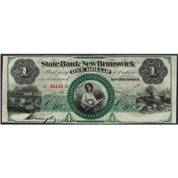 1800's $1 State Bank at New Brunswick Obsolete Note