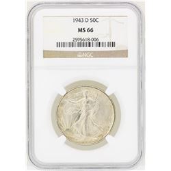 1943D Walking Liberty Half Dollar Coin NGC MS66