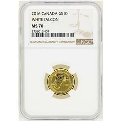 2016 Canada $10 White Falcon Gold Coin NGC MS70