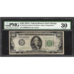 1934A $100 Federal Reserve Note Fr.2153-G PMG Very Fine 30