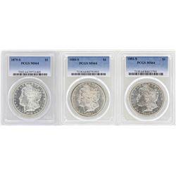 Lot of 1879-S to 1881-S $1 Morgan Silver Dollar Coins PCGS MS64