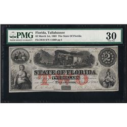 1863 $2 State of Florida Obsolete Currency Note PMG Very Fine 30