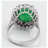 Image 4 : 14KT White Gold Certified 6.91 ctw Natural Oval Cut Emerald and Diamond Engageme