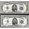 Image 1 : Lot of (2) 1934B $5 Silver Certificate Notes