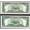 Image 2 : Lot of (2) 1934B $5 Silver Certificate Notes