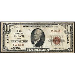 1929 $10 El Paso Texas National Currency Note CH# 12769