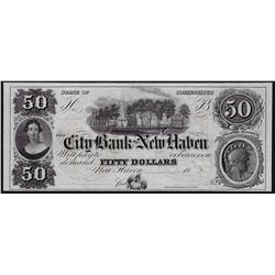 1800's $50 City Bank of New Haven Obsolete Note