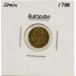 1788 Charles III Spanish 1/2 Escudos Gold Coin