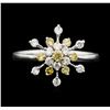 Image 1 : 18KT White Gold 0.56 ctw Yellow and White Diamond Ring