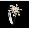 Image 4 : 18KT White Gold 0.56 ctw Yellow and White Diamond Ring