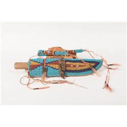 Sioux Beaded Knife Case and Matching Awl Case