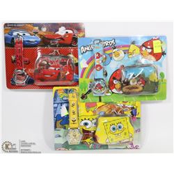 LOT OF 3 KIDS WATCH AND WALLET SET